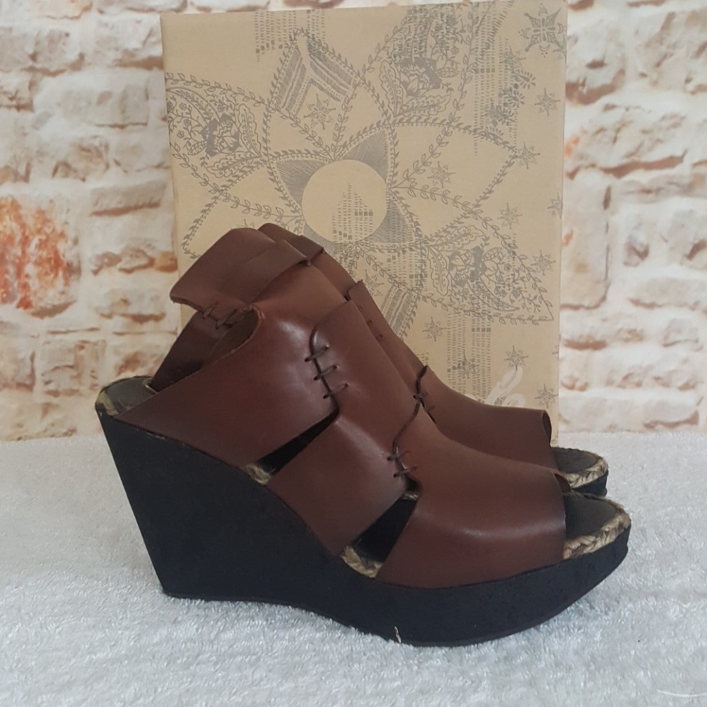 New Free People Vachetta Rose Wedge Sandals